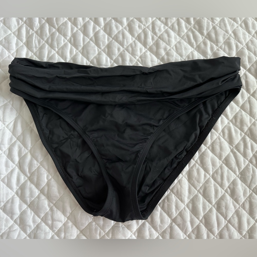 La Blanca Island Goddess Banded Hipster bathing suit bottoms black